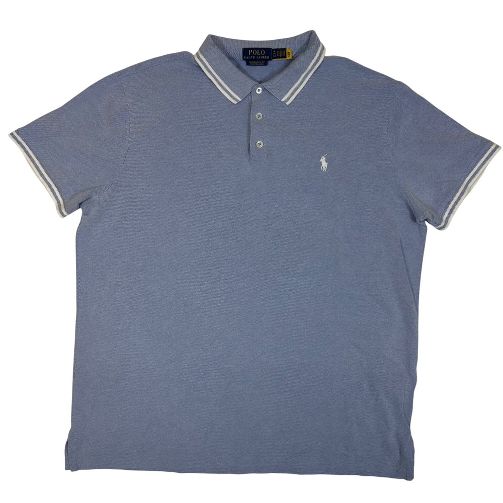 Polo Ralph Lauren Mens XL Custom Slim Fit Stretch Mesh Polo Shirt Light Blue